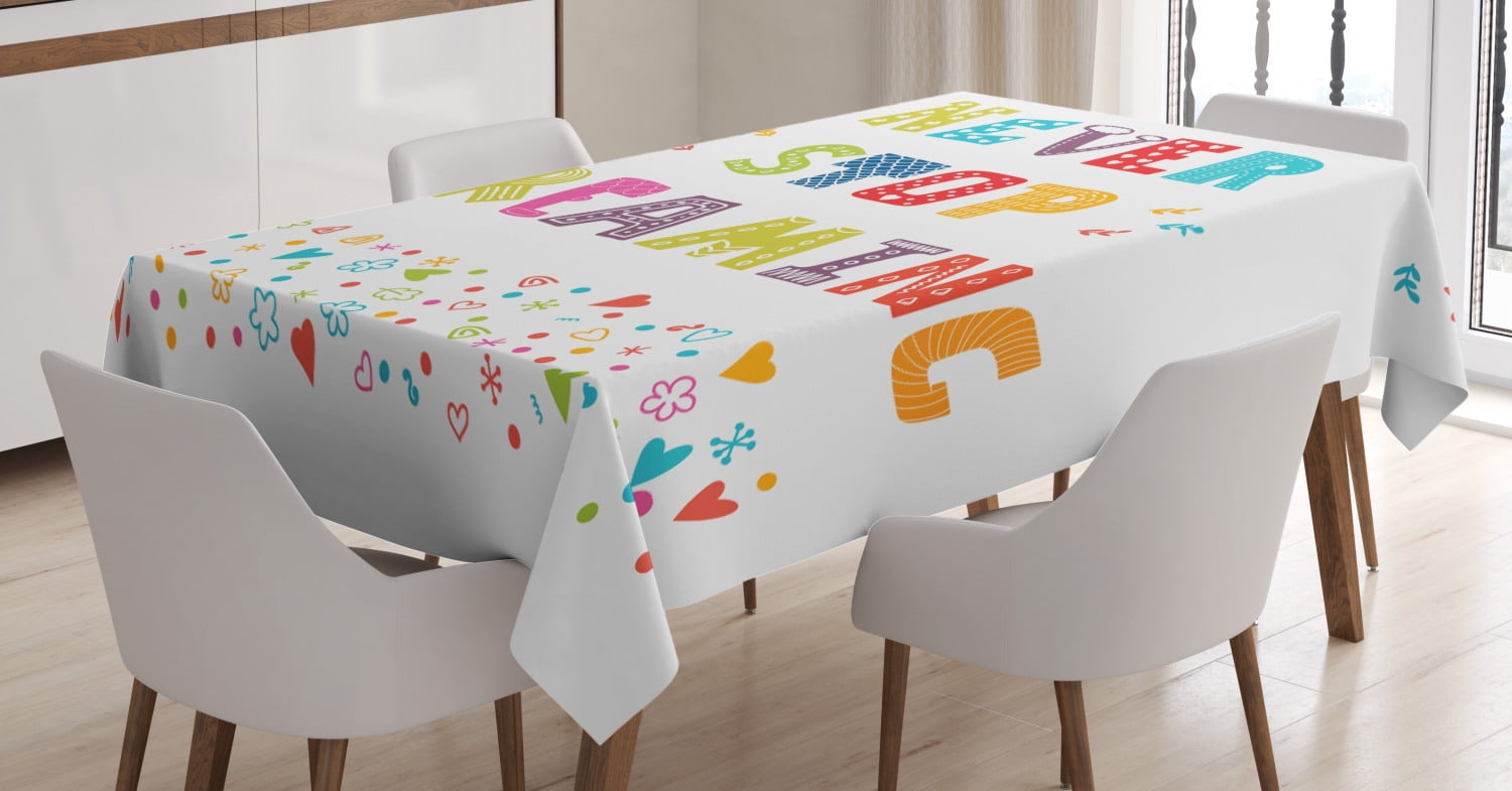 Dream Tablecloth, Nursery Style Arrangement with Colorful Letters with Assortment of Childish