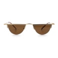 thumbnail image 4 of Funky Cropped Half Circle Flat Top Half Metal Rim Hippie Sunglasses Gold - Brown, 4 of 7