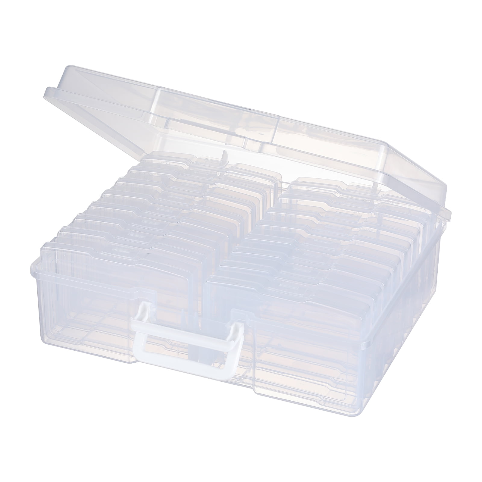 Novelinks 16 Transparent Photo Storage Boxes for 4x6 inch Pictures Photo Box Sticker Organizer,Clear