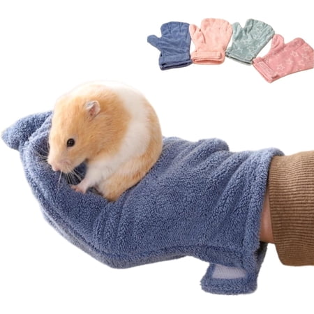 1 pc Hamster Glove Anti Bite Guinea Pig Handling Glove Bite Proof Rabbit Holding Glove Biting Protection Bath Wipe for Hedgehog Sugar Glider Gerbils Mice Rats Small Animals Parakeet (Blue)
