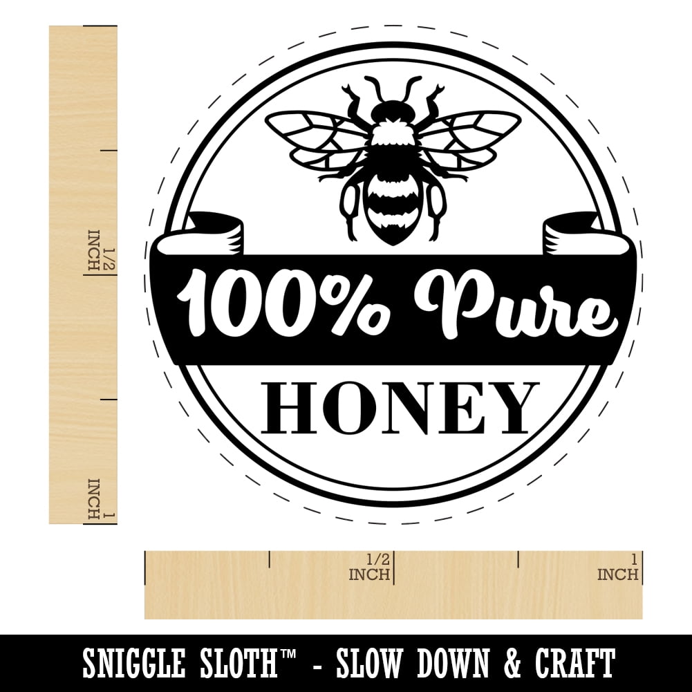 100% Pure Honey Bee for Apiarist Beekeeper Self-Inking Rubber Stamp Ink Stamper - Brown Ink - Medium 1 Inch