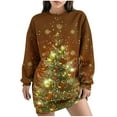 thumbnail image 2 of WXLWZYWL Womens Christmas Dresses 2024 Fashion Casual Slim Cute Print Long Sleeve Round Neck Hoodless Sweatshirt Dresses, 2 of 3