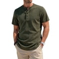 thumbnail image 2 of DIOAZUD Striped Henley Shirts for Men Button Short Sleeve T-Shirts Lightweight Comfy Summer Tshirts for Business Casual Green XL, 2 of 7