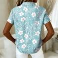 thumbnail image 5 of Women's Hawaiian Vacation Shirt Floral Tropic Print Short Sleeve Button Up Beach Cool Tops Light Blue L, 5 of 5