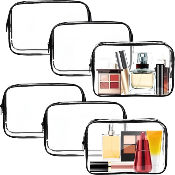 GASTROPOD 6 PACK Clear Toiletry Bag,Cosmetic Makeup Bags Set,Portable Travel Makeup Bags Zipper PVC Cosmetic Pouch for Travel,Bathroom