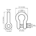 thumbnail image 2 of Wideskall 3/8" inch Galvanized D Ring Bow Shackle with Screw Pin Pack of 10, 2 of 2