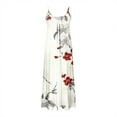 thumbnail image 3 of UPPADA Womens V Neck Plus Size Dress Floral Print Boho Sundress Casual Spaghetti Strap Maxi Dress Sleeveless Flowy Beach Dress Your Orders Beige,XL, 3 of 5