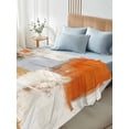 thumbnail image 4 of Full Size Flat Sheet Only, Burnt Orange Soft Brushed Microfiber Bed Sheets, Modern Geometric Grey Oil Painting Abstract Hotel Quality Breathable Bedding Top Sheet, Easy Care, 81"x96", 4 of 9
