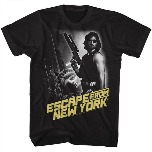 Escape From New York Black And White Black Adult T-Shirt