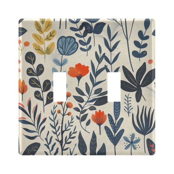 Switch Panel 4.48x4.56In Switch Plate Wall Panel Living Room Kitchen Bedroom Study Switch Panel Stylish Decoration Blue-green Leaves