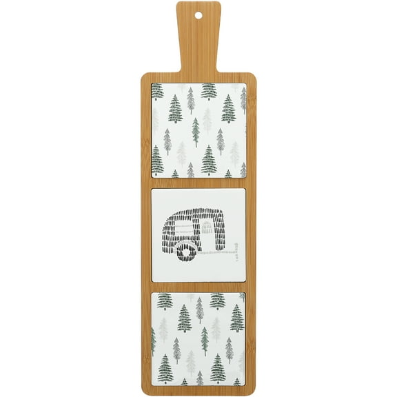 Pavilion Gift Company - Camp - 16.5" Bamboo & Ceramic Tile Trivet