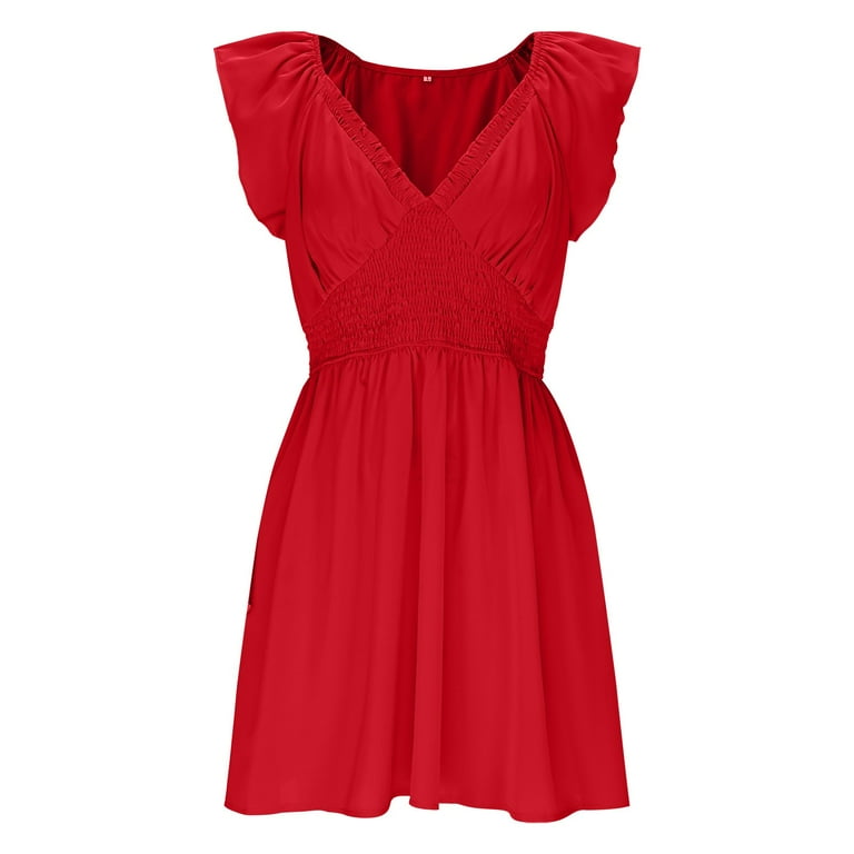 knee length dresses for ladies Summer Lovin' V-Neckline Eyelet Mini Dress White– Selfie Leslie main image 0