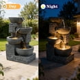 thumbnail image 4 of Alukang 21.85" Outdoor Water Fountain, 4-Tier Cascading Garden Waterfall Fountains with Warm LED Lights, Floor Standing Fountain Water Feature for Garden Patio, Backyard, Home Decor, Gray, 4 of 11