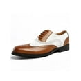 thumbnail image 4 of Fangasis Mens Dress Shoes Comfort Oxfords Lace Up Brogues Driving Non Slip Leather Shoe White Brown 5.5, 4 of 9