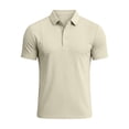 thumbnail image 5 of hoksml Men's Polyester Fabric Short Sleeve Collared Shirt, Snap Button Placket Side Seam Detail Slim Fit Solid Casual Golf Daily Top, 5 of 8