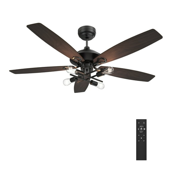 Smaair 52" 5 Blade Plywood Indoor Ceiling Fan with Remote and Light Kit