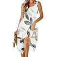 thumbnail image 6 of Womens Casual Tank Dress Floral Sleeveless Summer Midi Dress Asymmetrical Hem Vacation Beach Outfit, 6 of 7