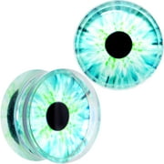 Body Candy Womens .94" 2Pc Clear Acrylic Blue Eyes Double Flare Tunnel Plug Ear Plug Gauges Set of 2 24mm
