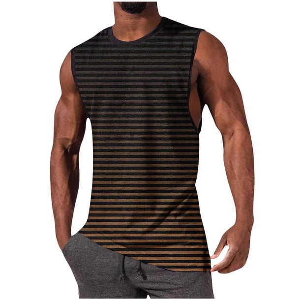 Pullover de Impresión de Moda Casual de los Hombres Cuello Redondo sin Mangas para Deportes Al Aire Libre Y Uso Diario