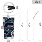 11oz Stainless Steel Tumbler with Straw, Double Wall Insulated Travel Tumbler Digital Waves Pattern