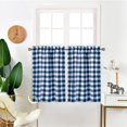 thumbnail image 2 of Buffalo Check Plaid Short Window Curtain, White and Navy Blue Tier Curtains-2 Panels, 28"x24", 2 of 6