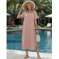 thumbnail image 3 of Zeagoo Dresses for Women Summer Casual Midi Short Sleeve Button Down Shirt Linen Dress Beach Cover Up with Pocket, 3 of 6