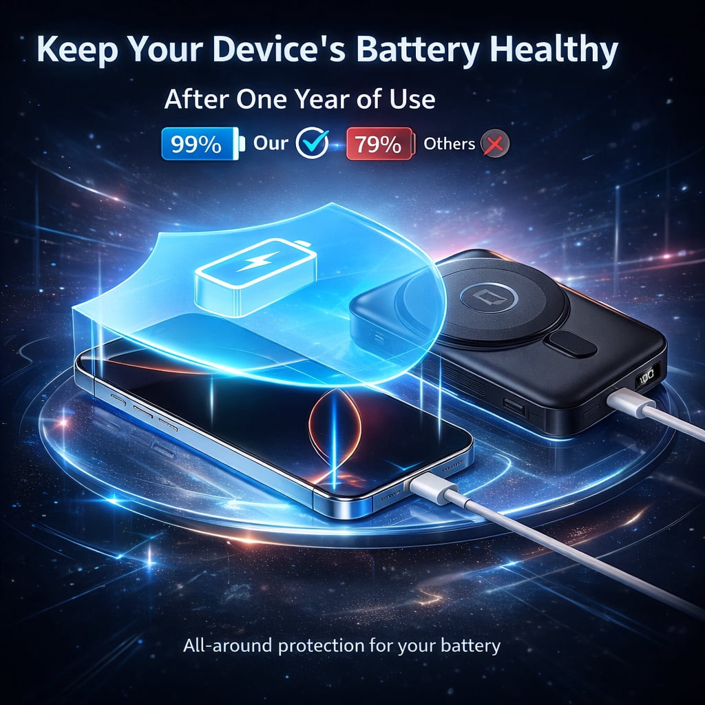 Electronic World 10000mAh MagSafe Power Bank,Magnetic Wireless Portable Charger for iPhone & Apple Watch,Built In Cables Kickstand,Wireless Battery Pack,Portable iPhone Charger