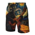 Adobk Starry Night Cat Guitarist Print Men's Swim Trunks Hawaiian