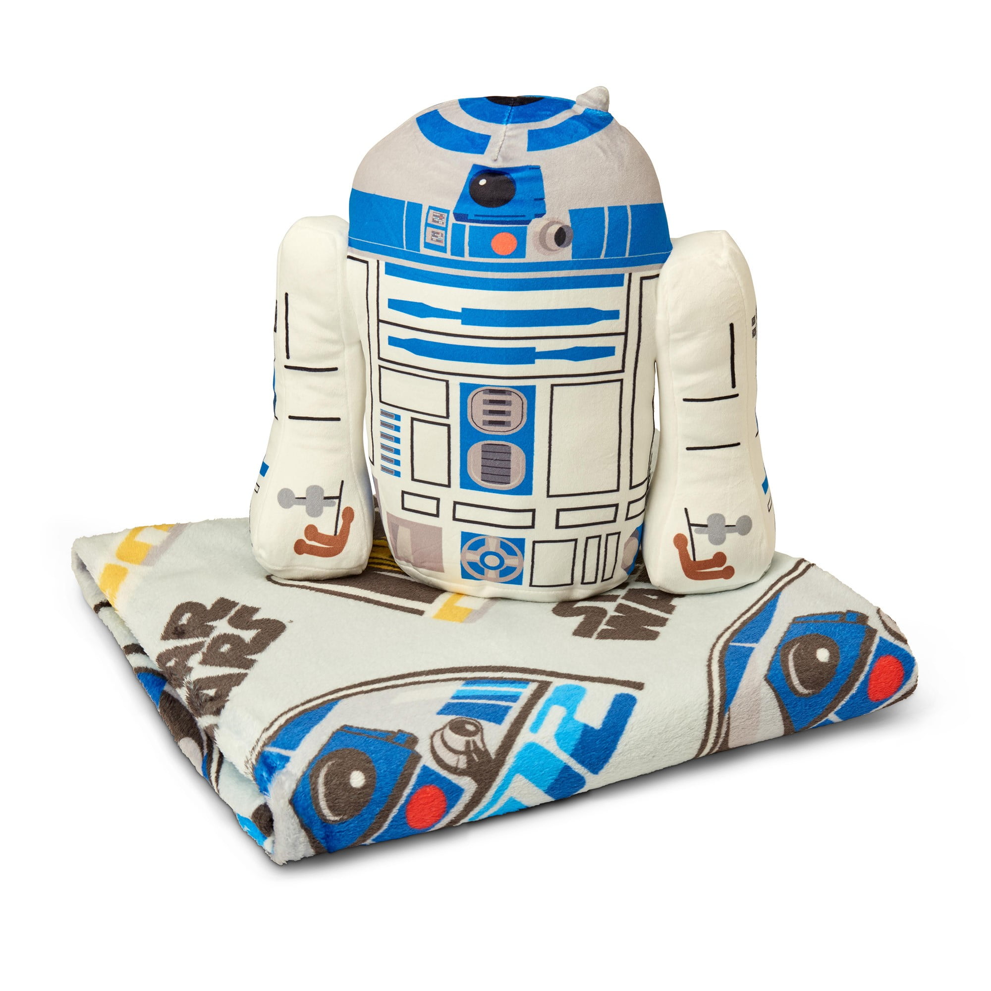 Disney Star Wars R2-D2 Droid Silk Touch Throw Blanket and Plush Character Hugger Set