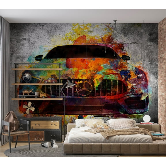 Traditional Wallpaper Wall Mural - Artistic Car Art