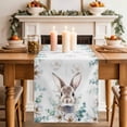 thumbnail image 4 of Easter Bunny Cotton Linen Table Runner for Dining Kitchen, Eucalyptus Leaves Cute Rabbit White Flowers Wedding Outdoor Party Tablerunners, Dresser Scarf Coffee Tablecloth Runners 13x48 Inches, 4 of 9