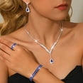 thumbnail image 5 of AEXTO Red Rhinestone Teardrop Jewelry Set Glam Accessories for Women, Perfect for Weddings, Parties & Special Occasions, 5 of 14