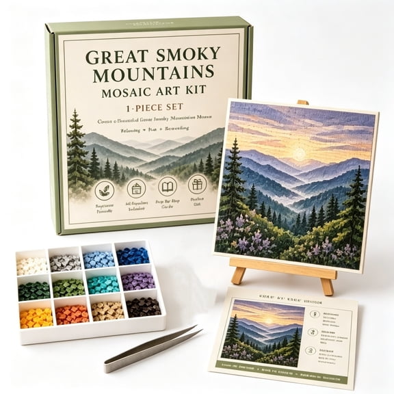 National Park Scenery DIY Mosaic Tile Craft Kit, Adult Handmade Art Set, Relaxing Home Wall Decor for Family Party & Holiday Display (A)