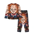 thumbnail image 2 of Lsque Chucky Pattern Long Sleeve Pajama Set for Women - Soft 2-Piece Sleepwear and Loungewear Set with Pockets, Comfy Nightwear, 2 of 8