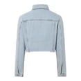 thumbnail image 6 of Blue Jean Jackets Women Womens Cropped Denim Jacket Casual Loose Ripped Long Sleeve Denim Jacket Denim Jacket Women Blue XS, 6 of 6