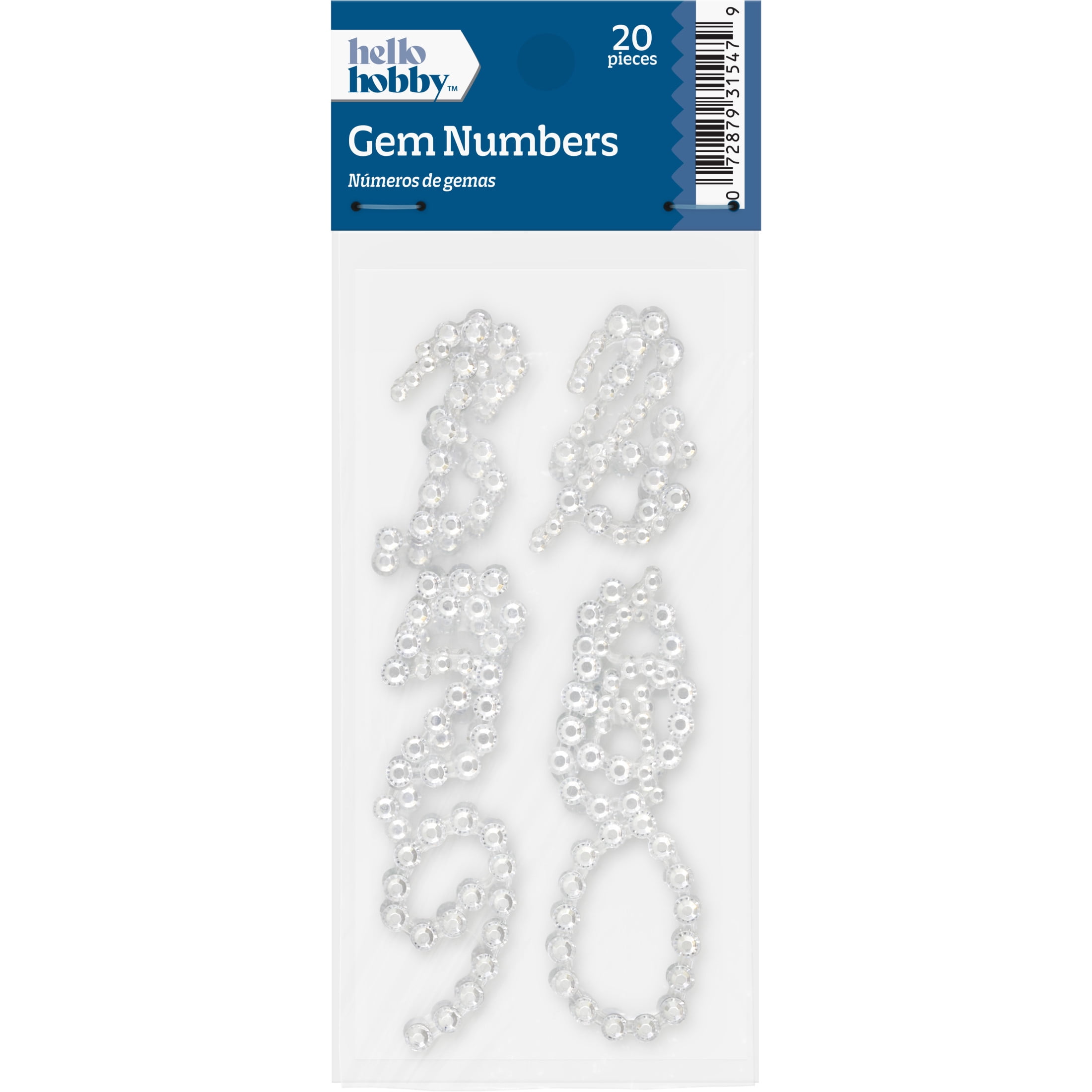 Hello Hobby Accessories Adhesive Gem Numbers, 20 piece