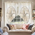 thumbnail image 2 of Vintage Ocean Swag Curtain Valance for Windows, Sand Money Beige Farmhouse Window Treatments Short Swag Topper for Kitchen Windows Bathroom Bedroom, 36"x45", 2 of 8