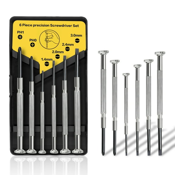 6 small screwdriver sets, mini screwdriver sets, sunglasses screwdrivers, including 6 flat-head screwdrivers and cross-head screwdrivers of different sizes, suitable for the maintenance and repair of