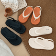 thumbnail image 4 of Sandalias de verano para mujer, sencillas, de color liso, para uso exterior, informales, para vacaciones en la playa, sandalias planas con tiras y sandalias, 4 of 4