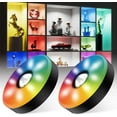 thumbnail image 1 of shiyou-Puck Lights with Remote,Color Changing LED Puck Lights with Dimmable Dynamic Rainbow Chasing Effect,2000mAh Rechargeable Under Cabinet Lighting,Ambient Lights for Halloween,Party(2 Pack,Black), 1 of 4
