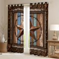 thumbnail image 2 of Homewish Vintage Stars Kitchen Curtains,Rustic Farmhouse Cabin Black Out Curtains Pack of 2 (42x63 Each),Brown, 2 of 6