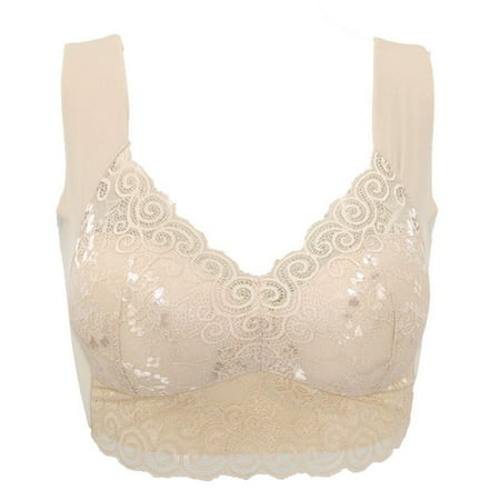 

CFXNMZGR Intimates For Women Air Permeable Extra Support Wirefree Lace Bra Lace Trim Bra