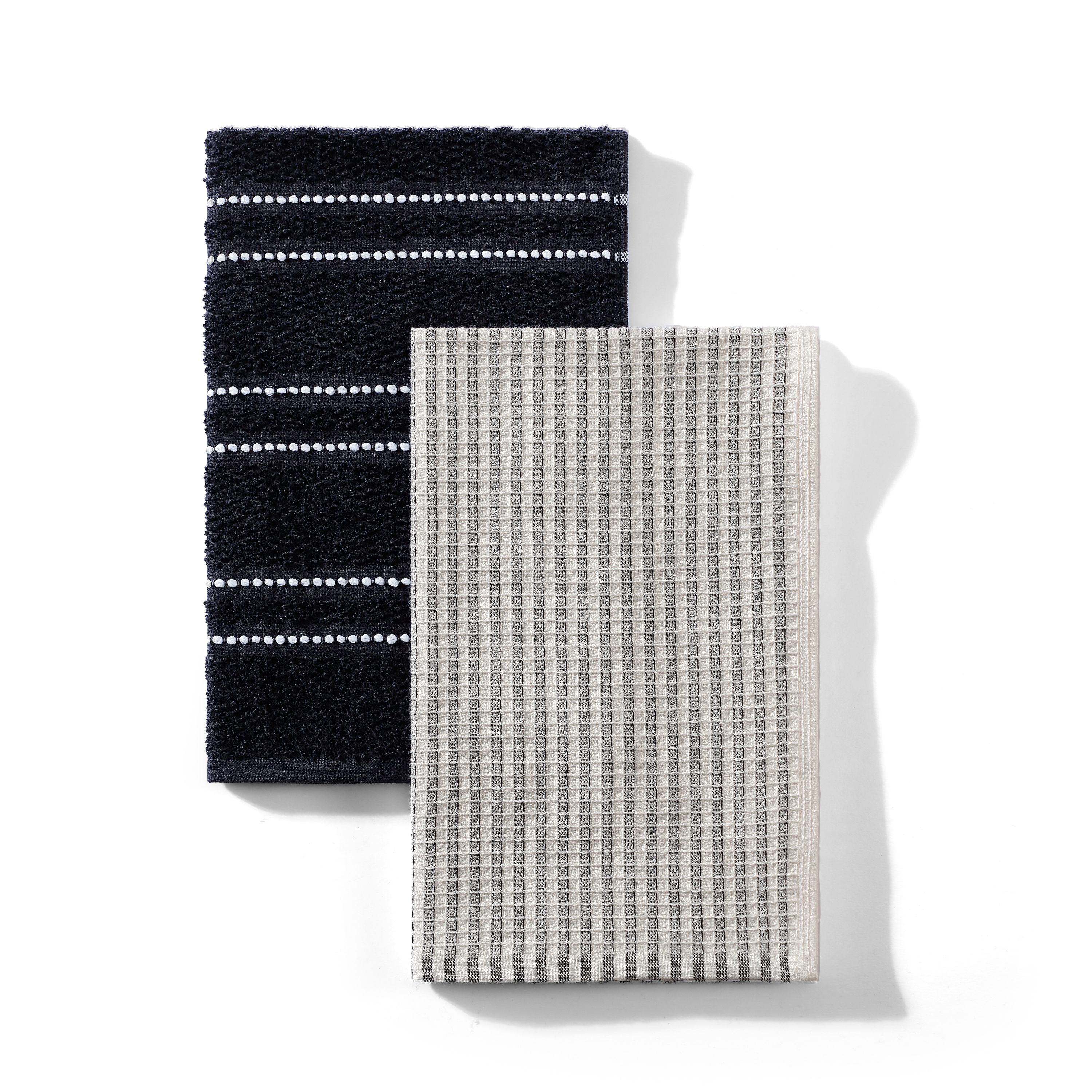 Better Homes & Gardens Rich Black Waffle Kitchen Towel Set, 2-Pack