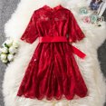 thumbnail image 4 of Larisalt Dresses For Girl,Girls Long Sleeve Velvet Casual Christmas Holiday Shiny Party Dress Red, 4 of 5