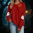 thumbnail image 2 of mgoYE Women Halloween Shirt Sweatshirts Halloween Ghost Sweatshirt Women - Halloween Graphic Crewneck Tops Casual Sweater(Red,M), 2 of 5