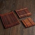 thumbnail image 2 of Posavasos de bambú Savlot de madera - Posavasos redondos para bebidas frías y calientes, diseño contemporáneo, 2 of 6
