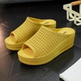 thumbnail image 5 of Lilgiuy Summer Women Thick Bottom Slope Heel Shoes Beach Sandals Roman Casual Slippers，Yellow，6 2022 Fall Winter, 5 of 5