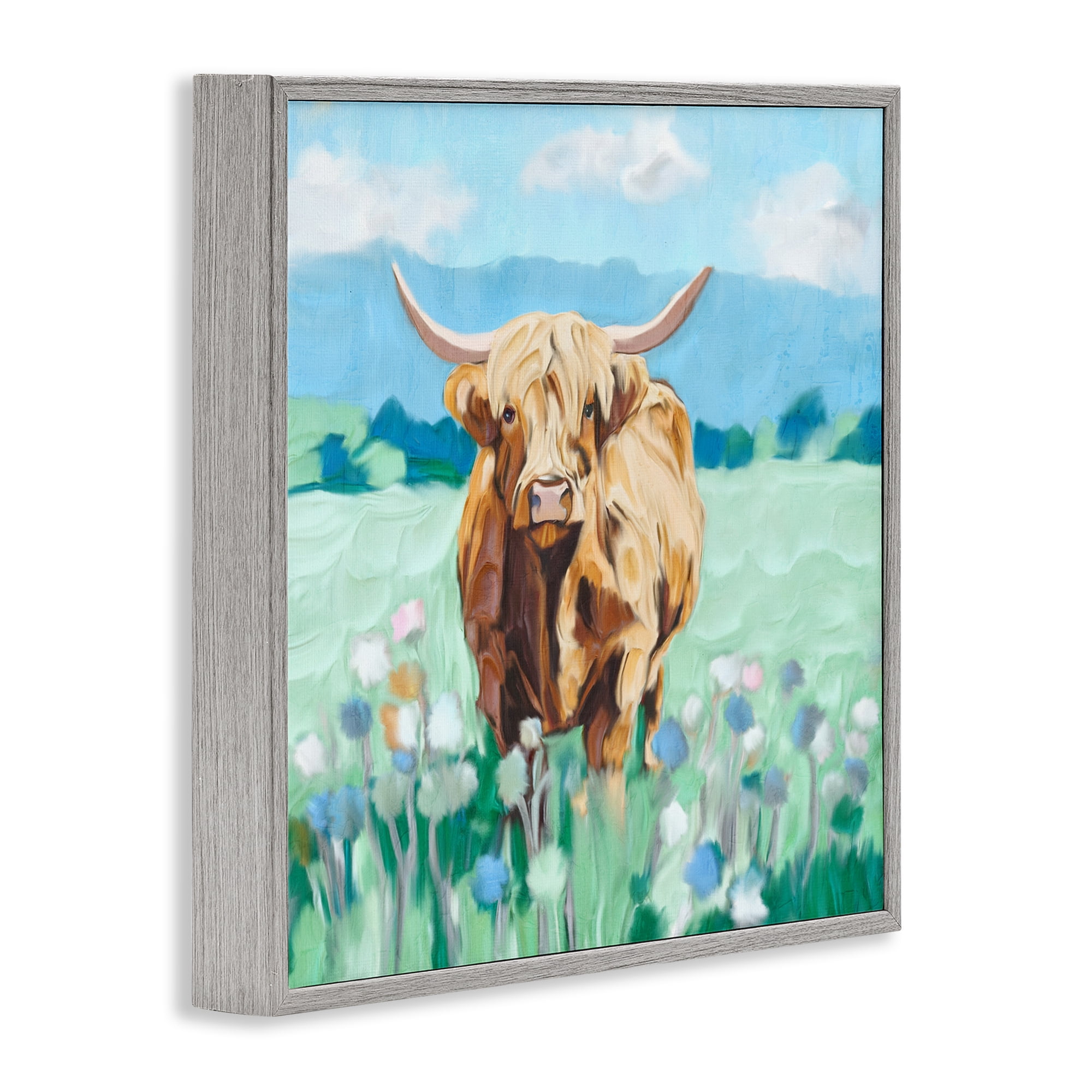 Stupell Industries Blue Sky Highland Gray Framed Giclee Art, design by Kim Allen