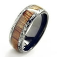 thumbnail image 3 of Wedding Rings For Men or Women. 8mm Black Tungsten Wedding Band Wood Tribal, 3 of 4