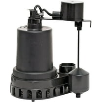 Superior Pump 92372 1/3 HP Thermoplastic Submersible Sump Pump with Vertical Float Switch, Black, 9.25” x 6.25” x 11.75”